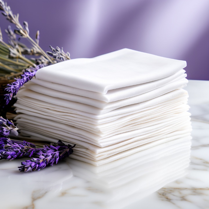 Guardanapos de algodao empilhados